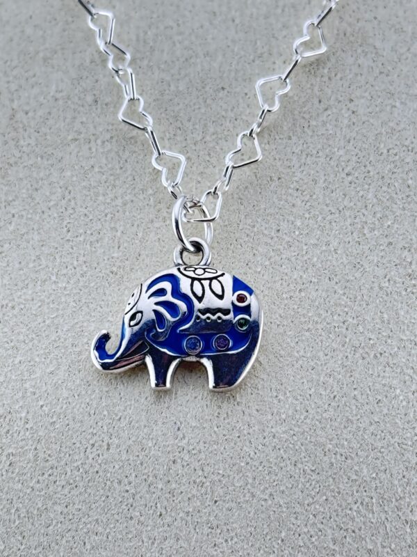 Heart Link Necklace with Elephant Pendant - Image 3