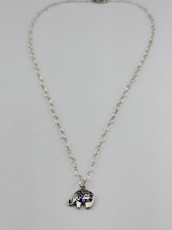 Heart Link Necklace with Elephant Pendant - Image 4