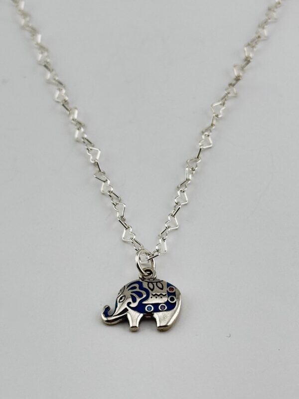 Heart Link Necklace with Elephant Pendant - Image 5
