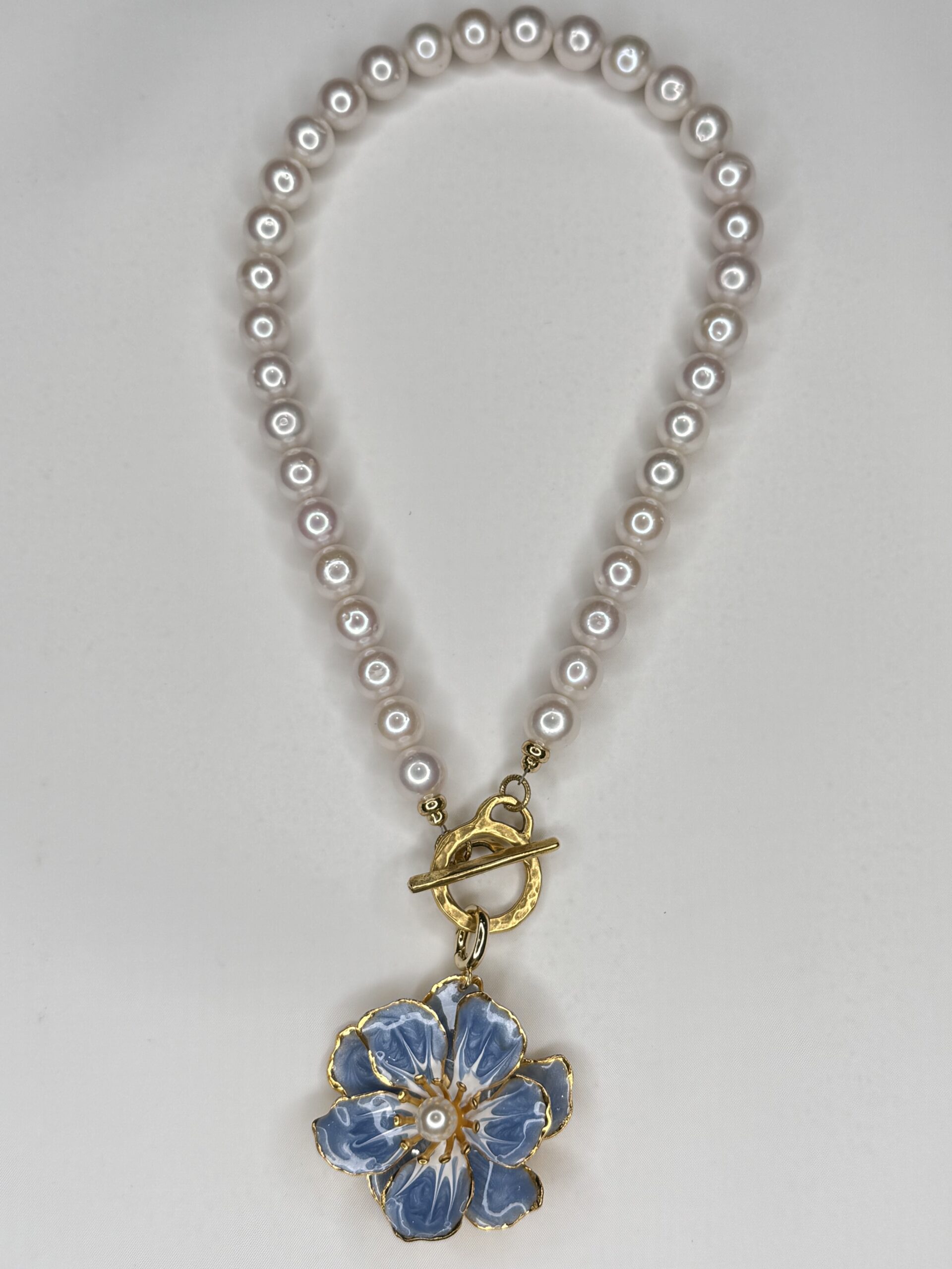 Blue Blossom Pearl Necklace - Image 2