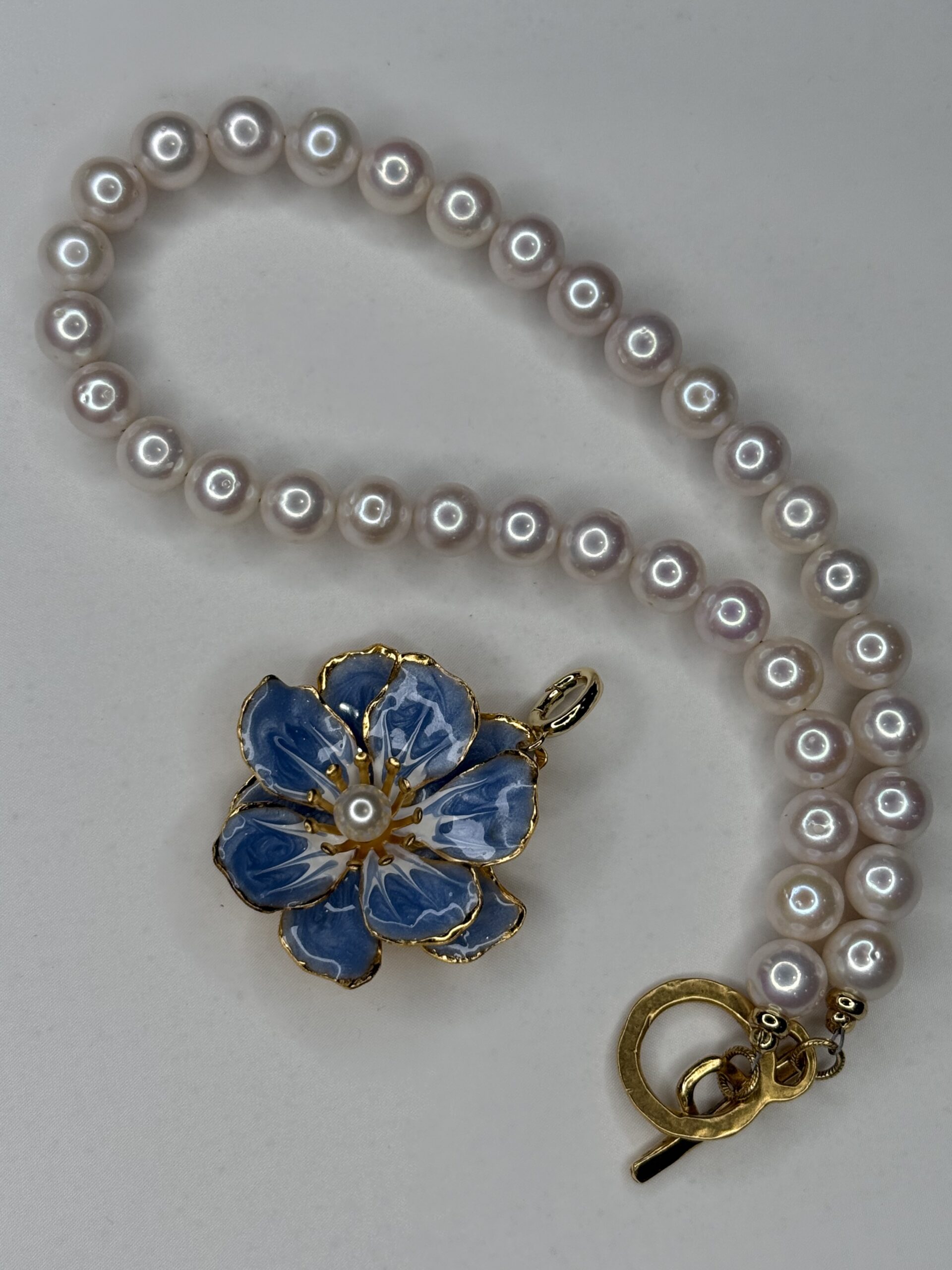 Blue Blossom Pearl Necklace - Image 4