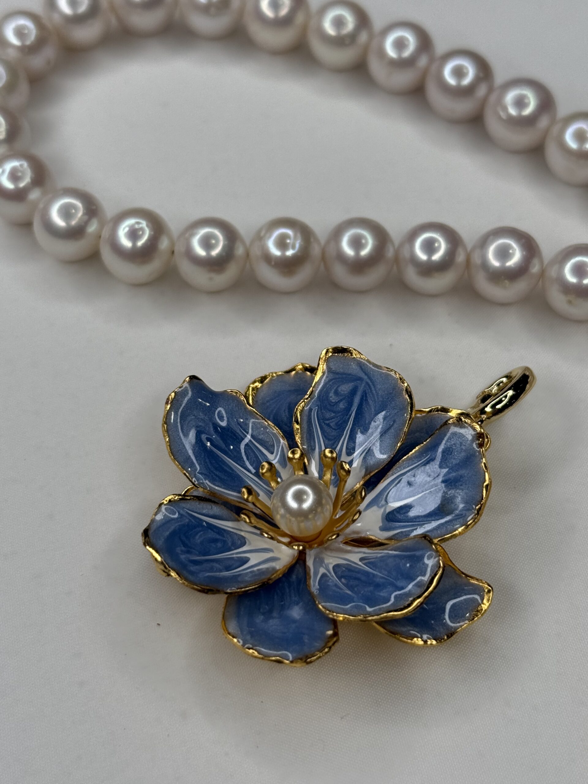 Blue Blossom Pearl Necklace - Image 3