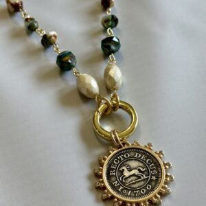 Equestrian Coin Rosary Necklace