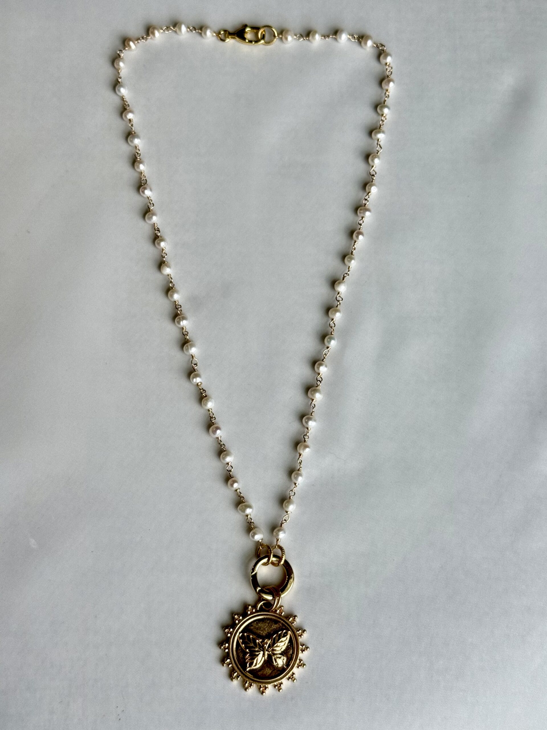 Butterfly Pearl Necklace - Image 3