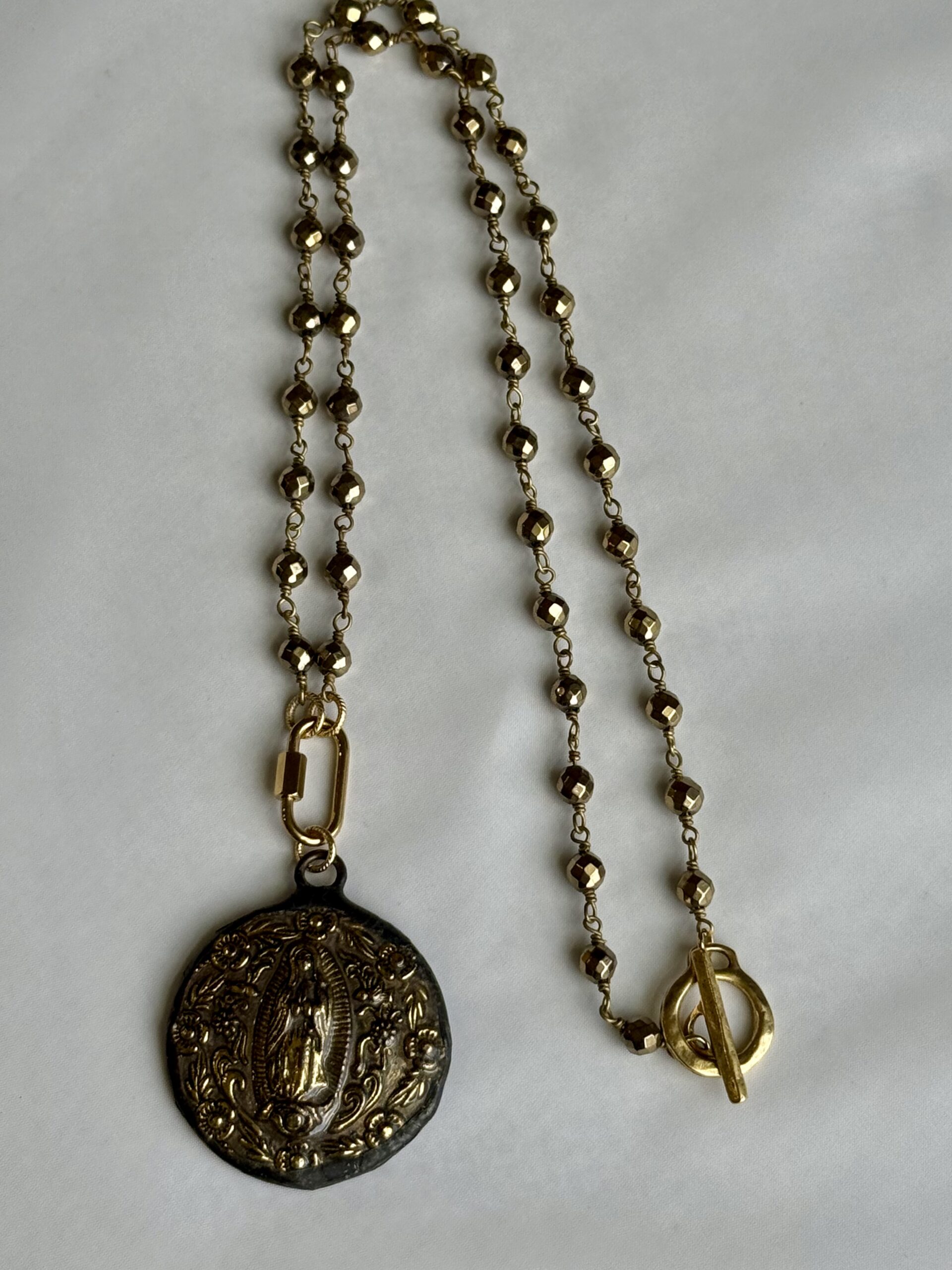 Mother Mary Hematite Rosary Necklace - Image 2