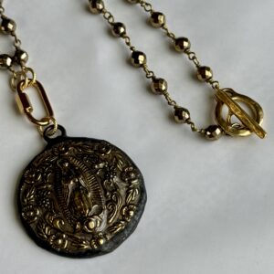 Mother Mary Hematite Rosary Necklace