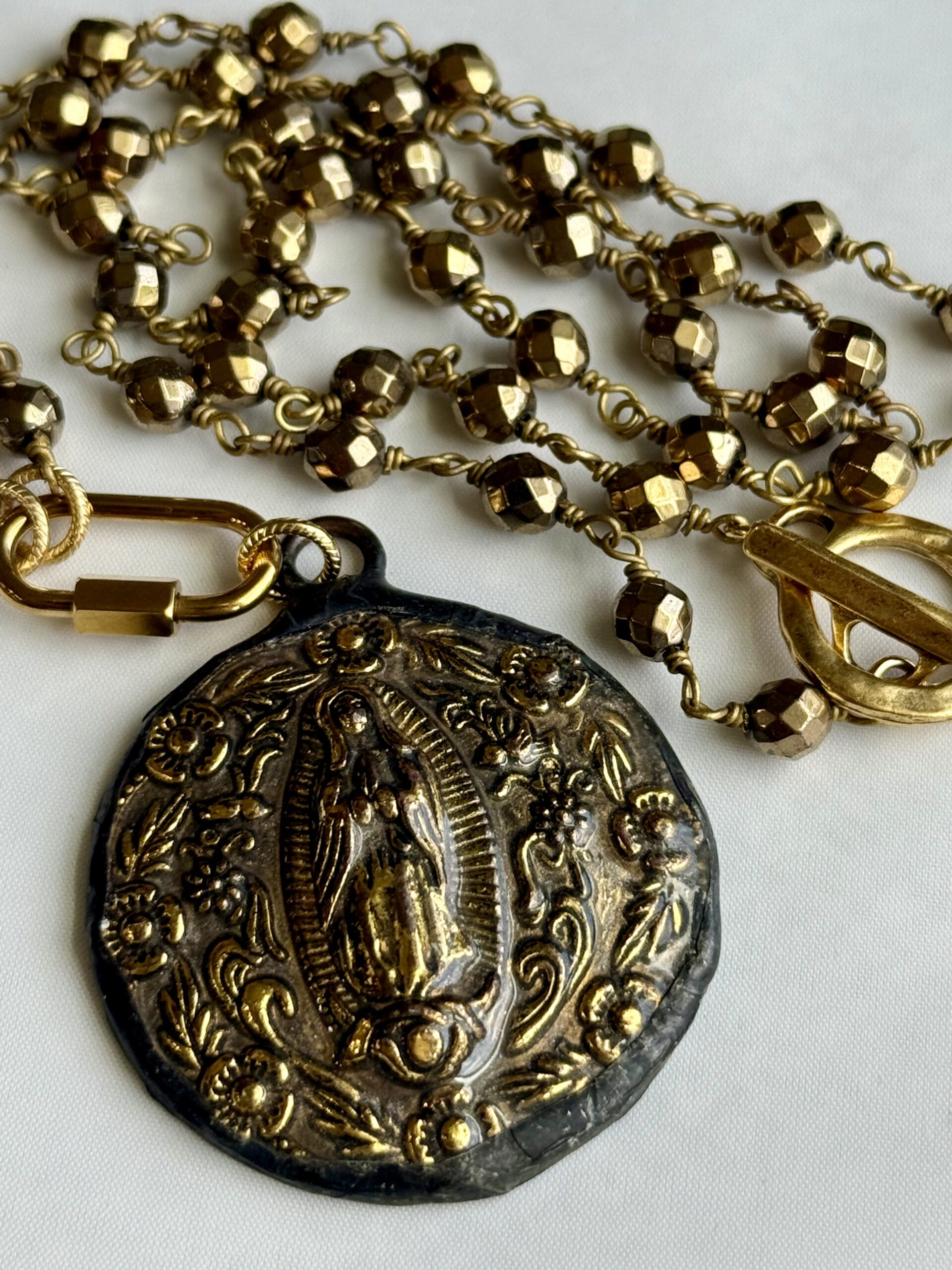 Mother Mary Hematite Rosary Necklace - Image 3