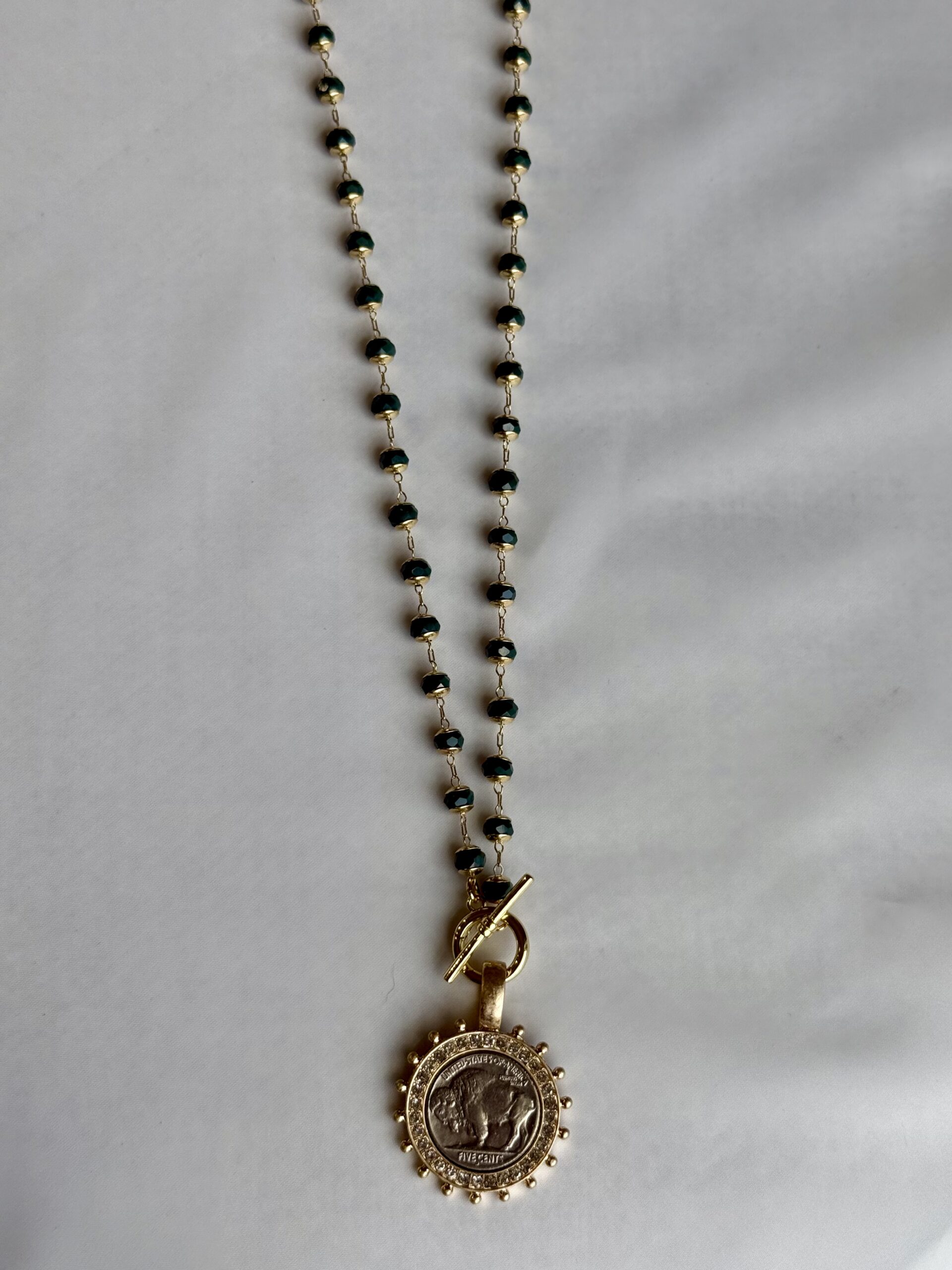 Emerald Buffalo Rosary Necklace - Image 3
