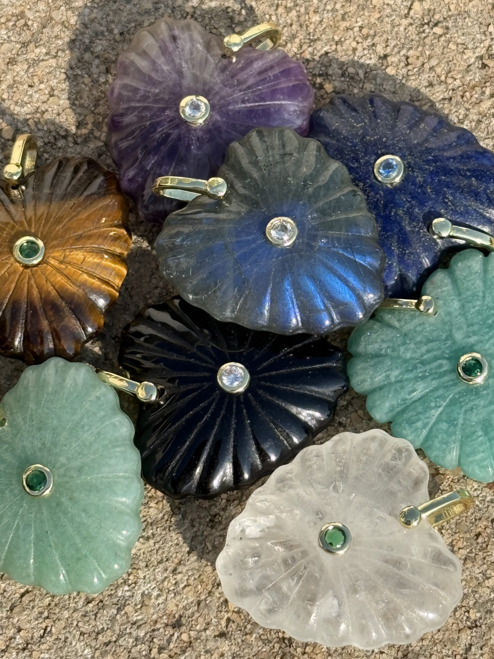 Carved Gemstone Flower Necklace - Image 16