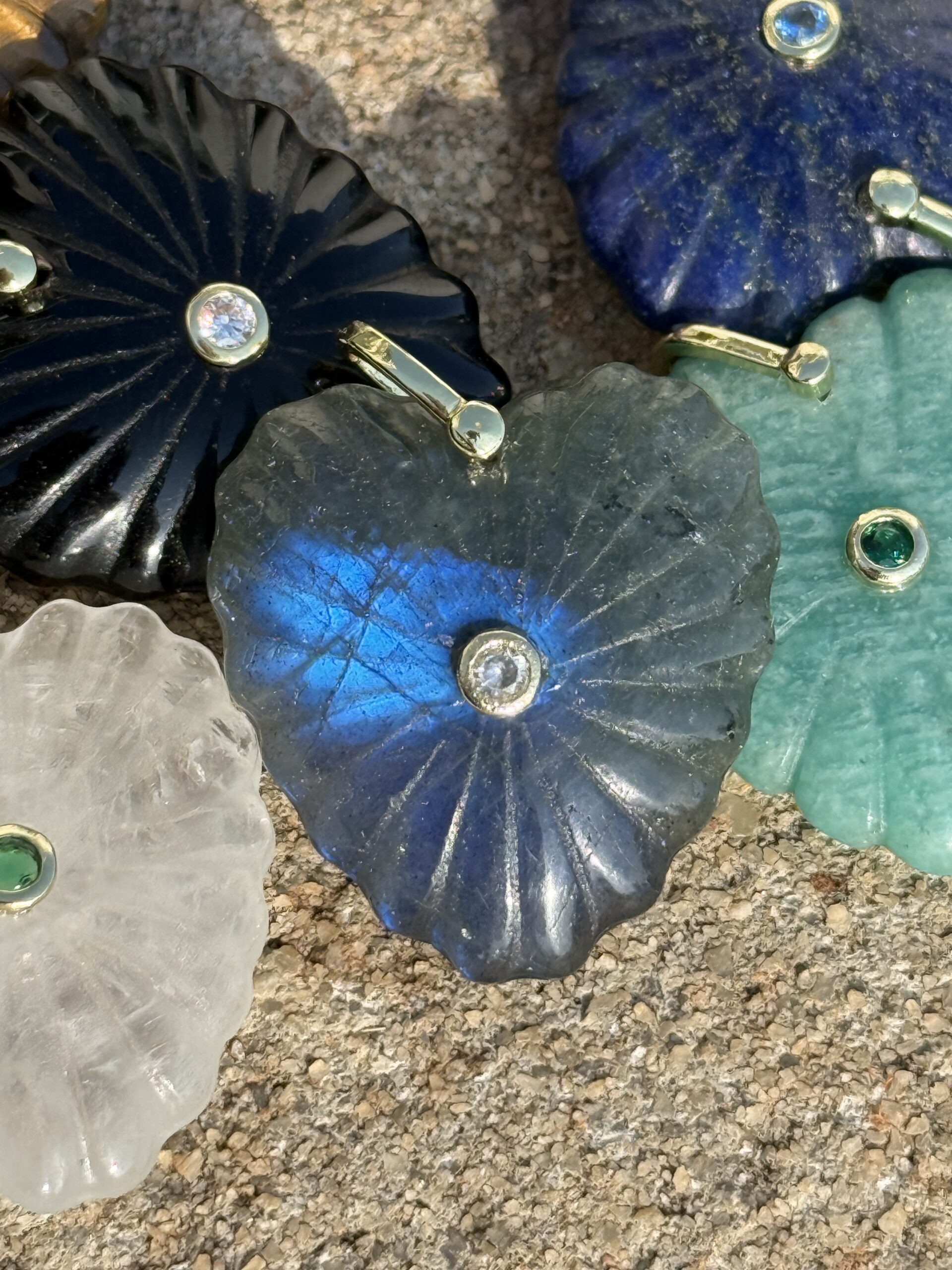 Carved Gemstone Flower Necklace - Image 17