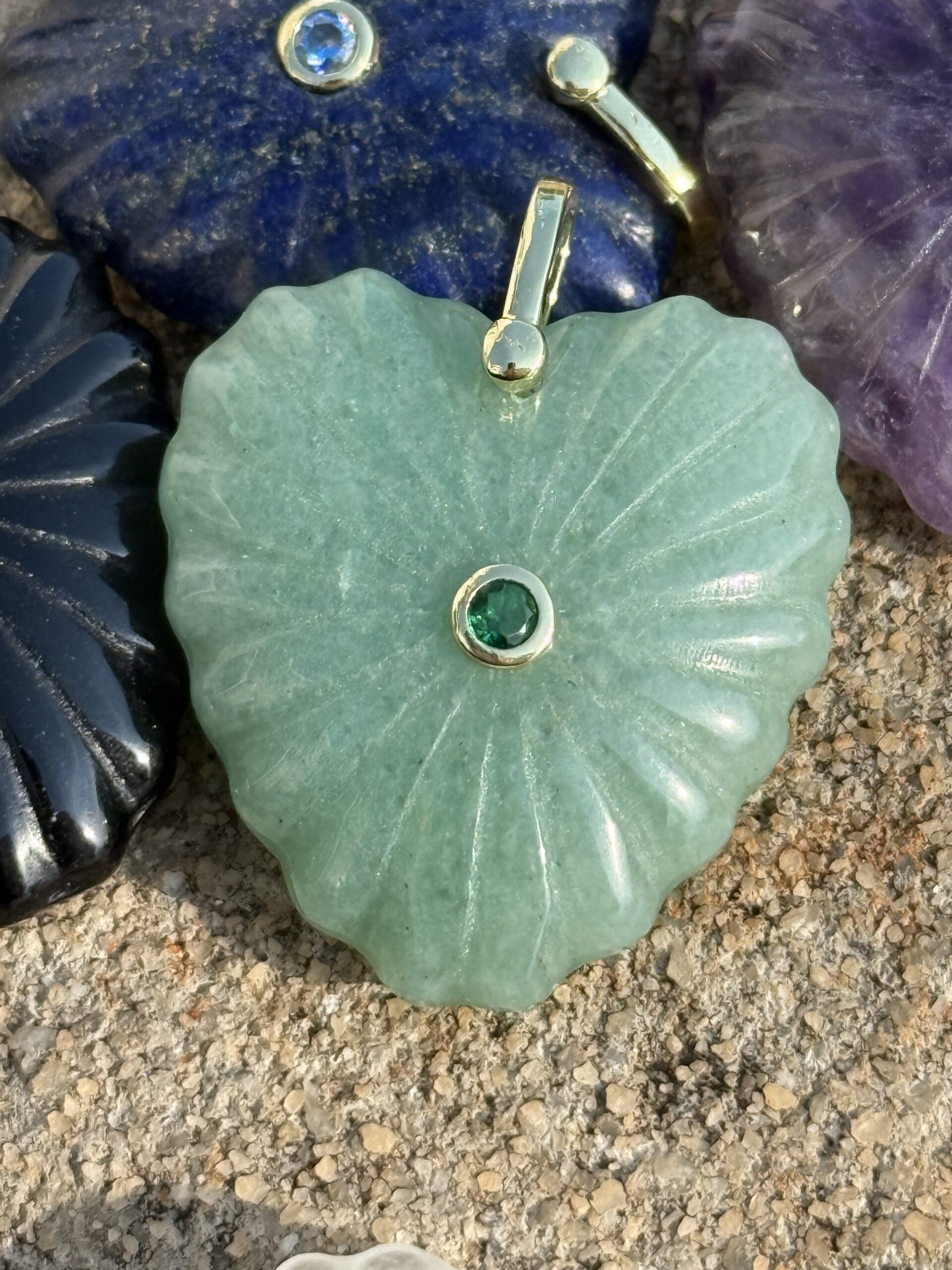 Carved Gemstone Flower Necklace - Image 19