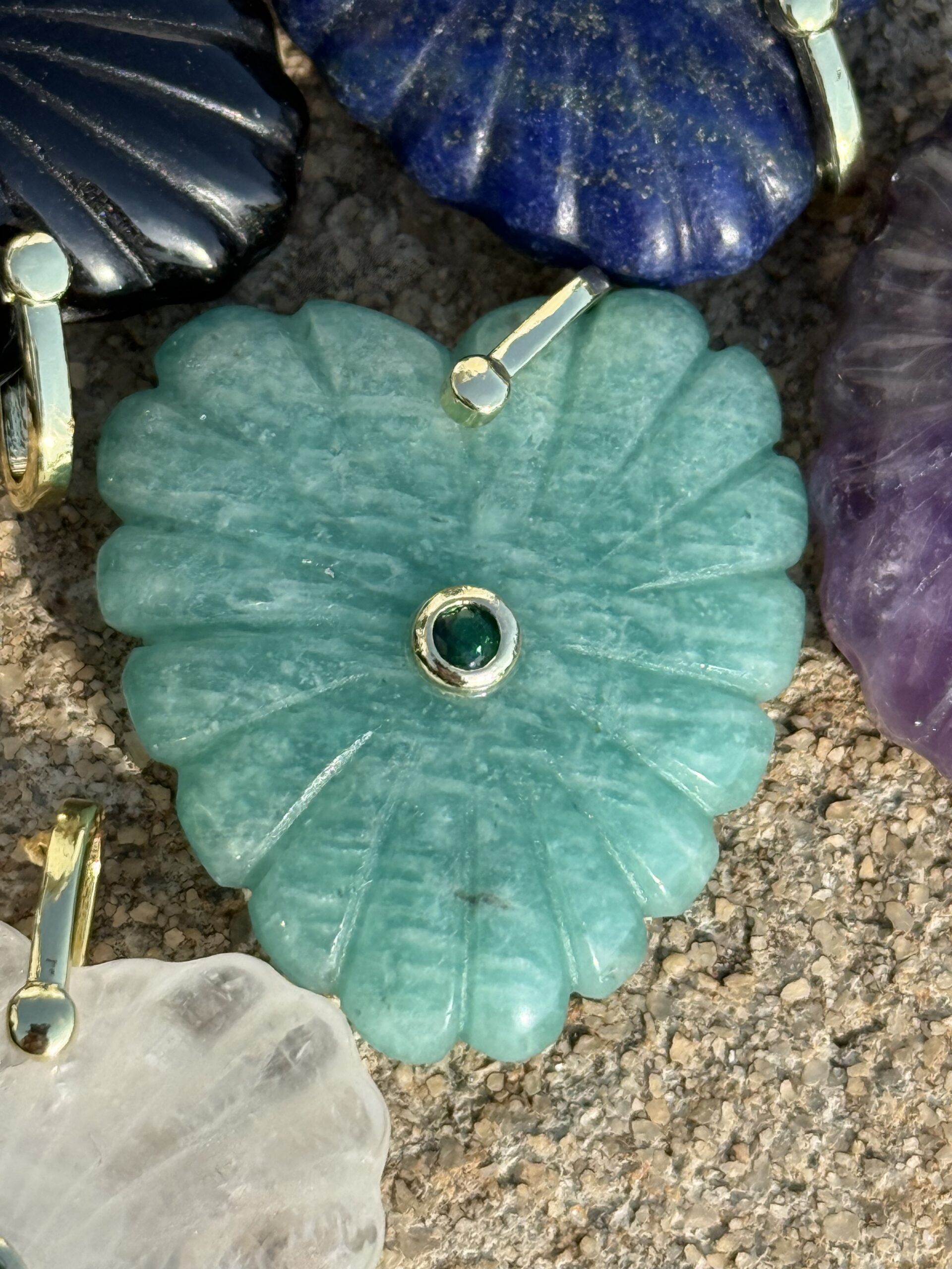 Carved Gemstone Flower Necklace - Image 20