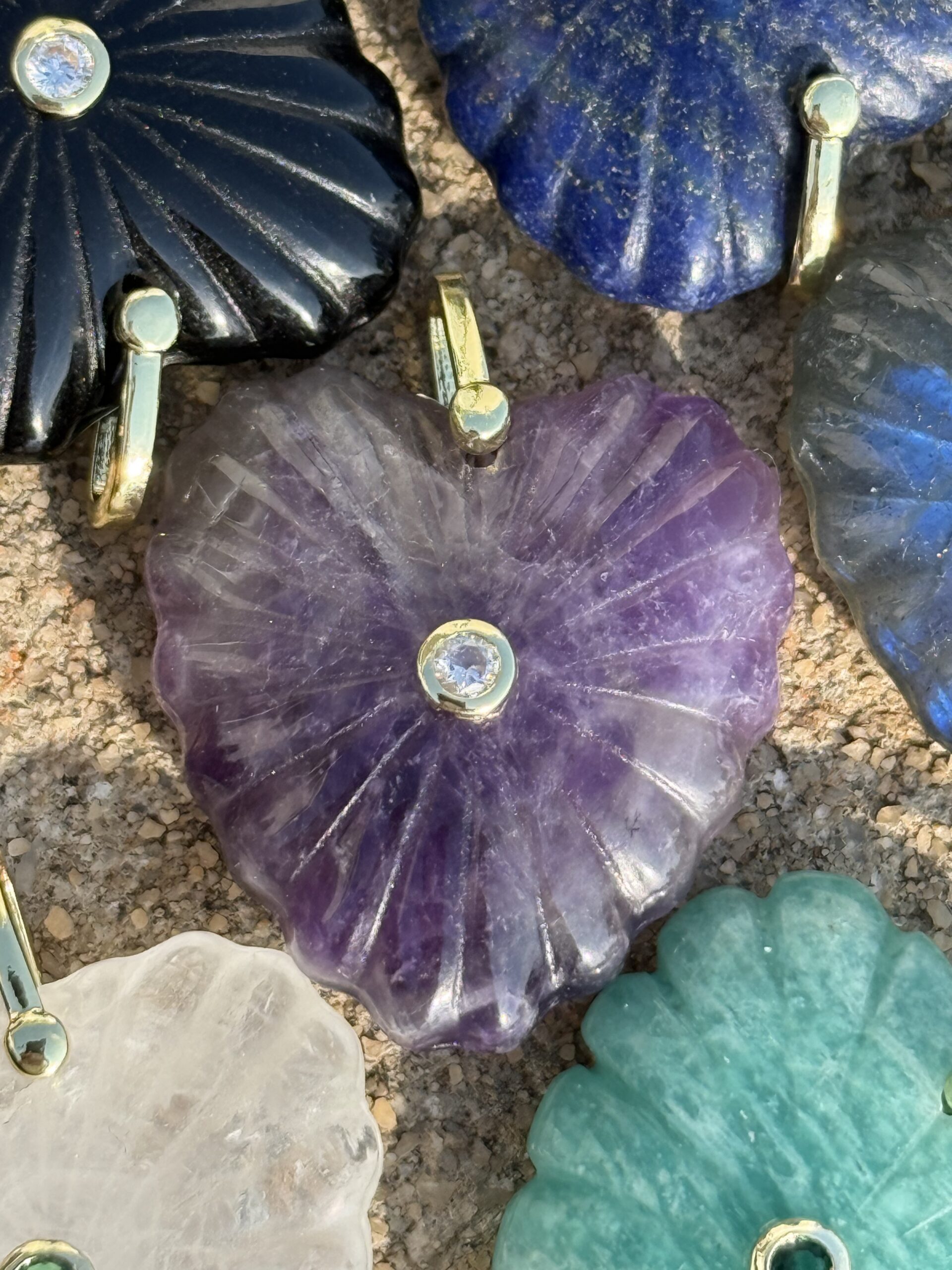 Carved Gemstone Flower Necklace - Image 21