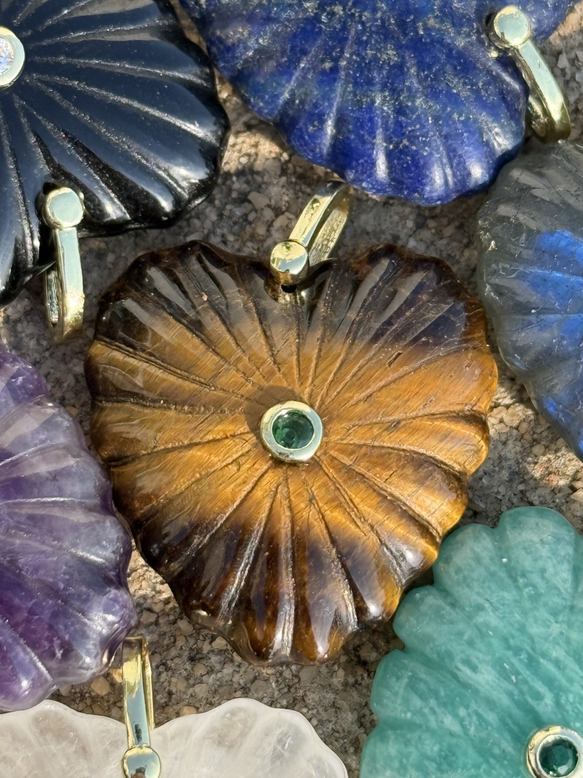 Carved Gemstone Flower Necklace - Image 22