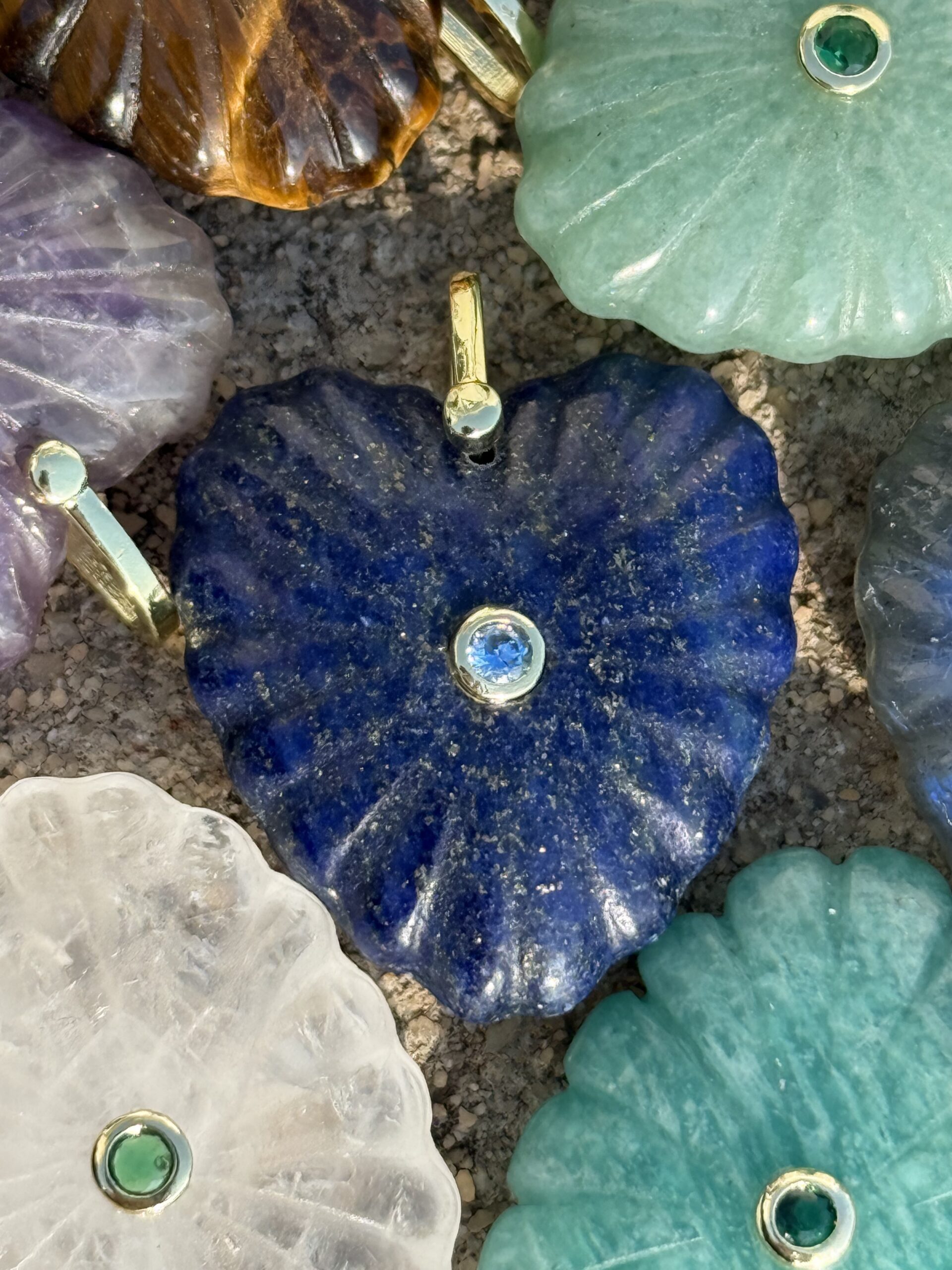 Carved Gemstone Flower Necklace - Image 12