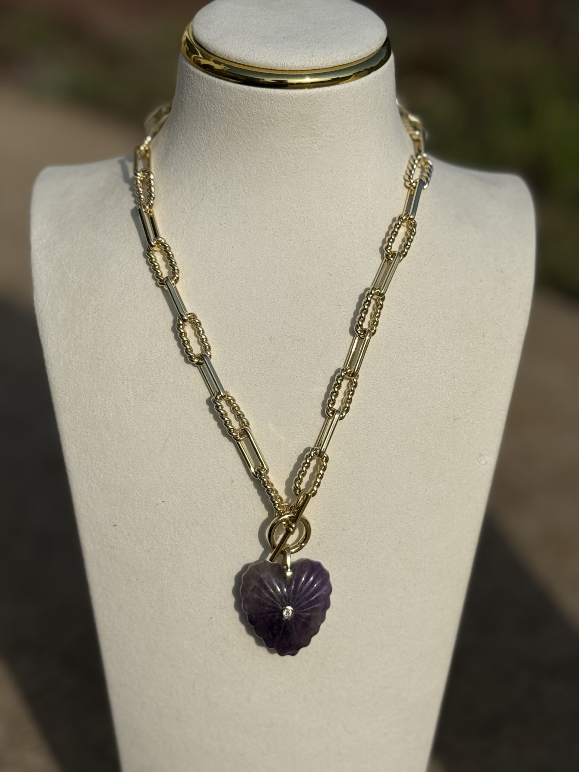 Carved Gemstone Flower Necklace - Image 2