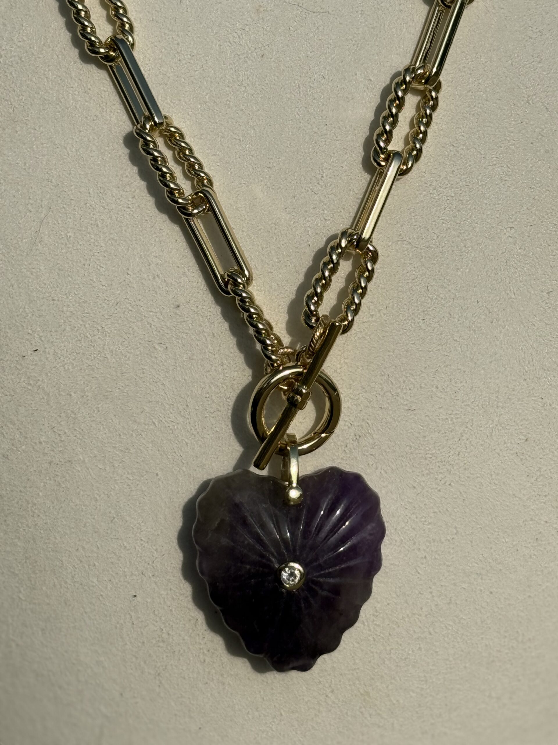 Carved Gemstone Flower Necklace - Image 3