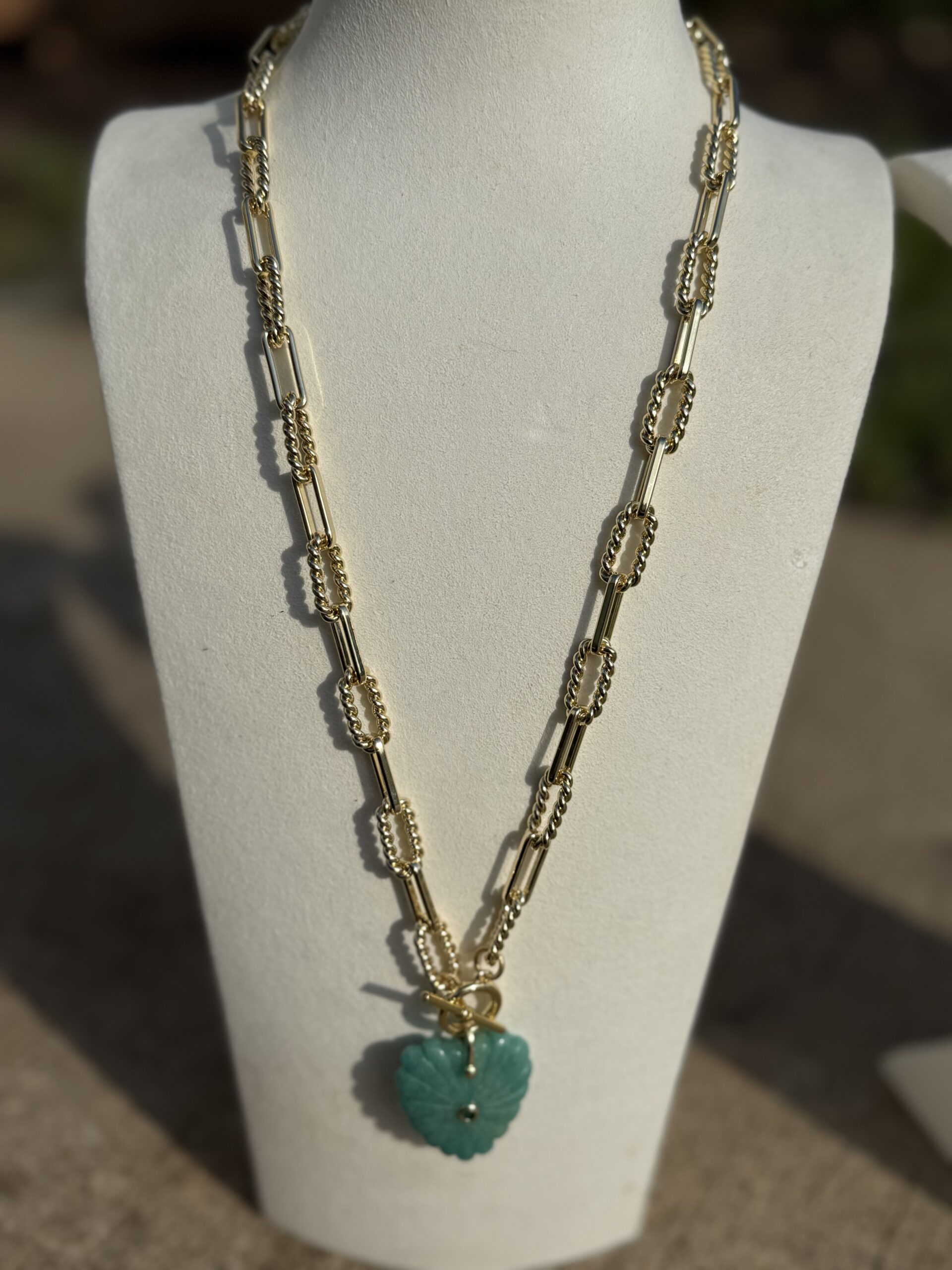 Carved Gemstone Flower Necklace - Image 4