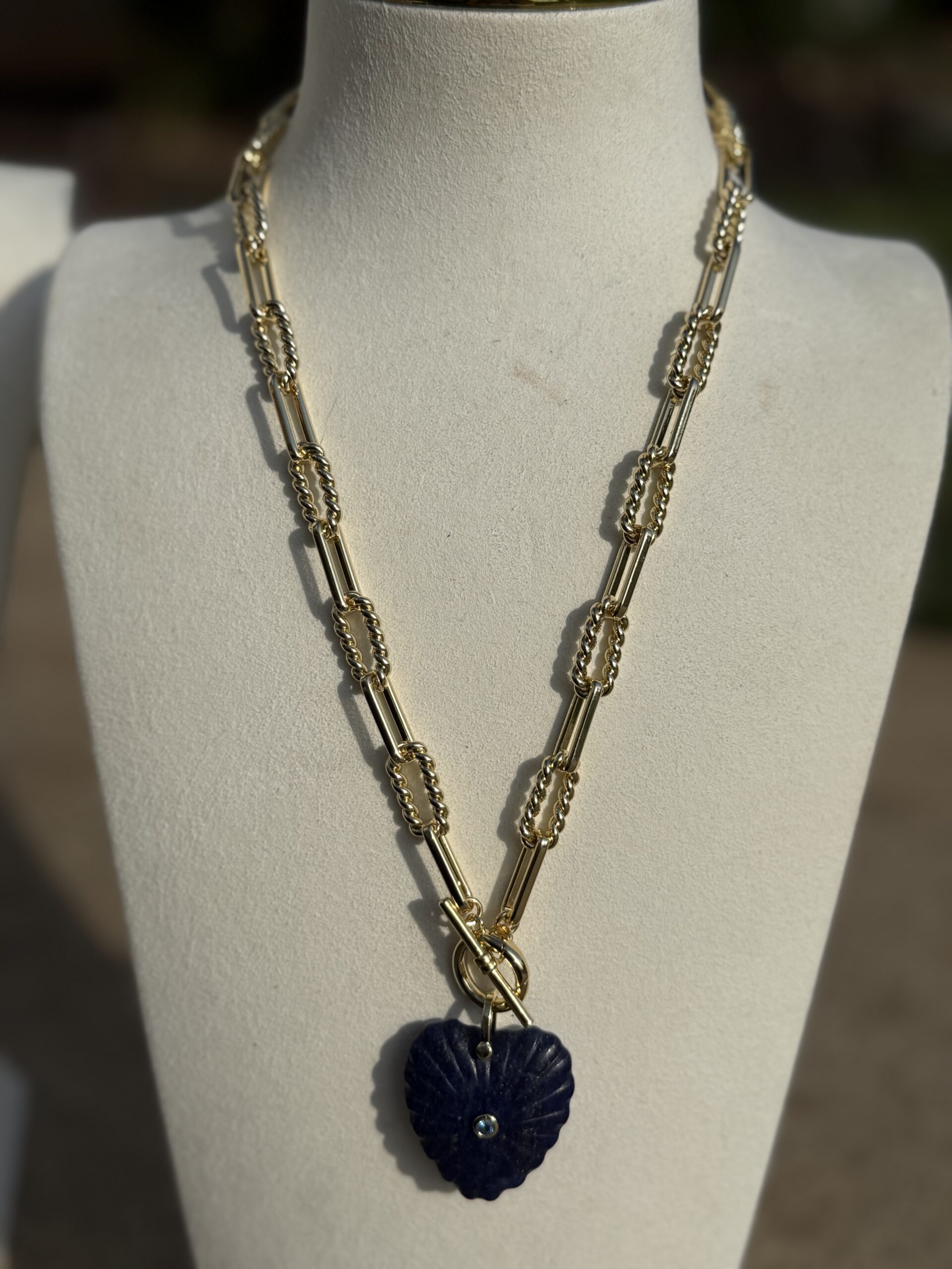 Carved Gemstone Flower Necklace - Image 6