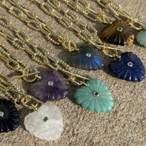 Carved Gemstone Flower Necklace