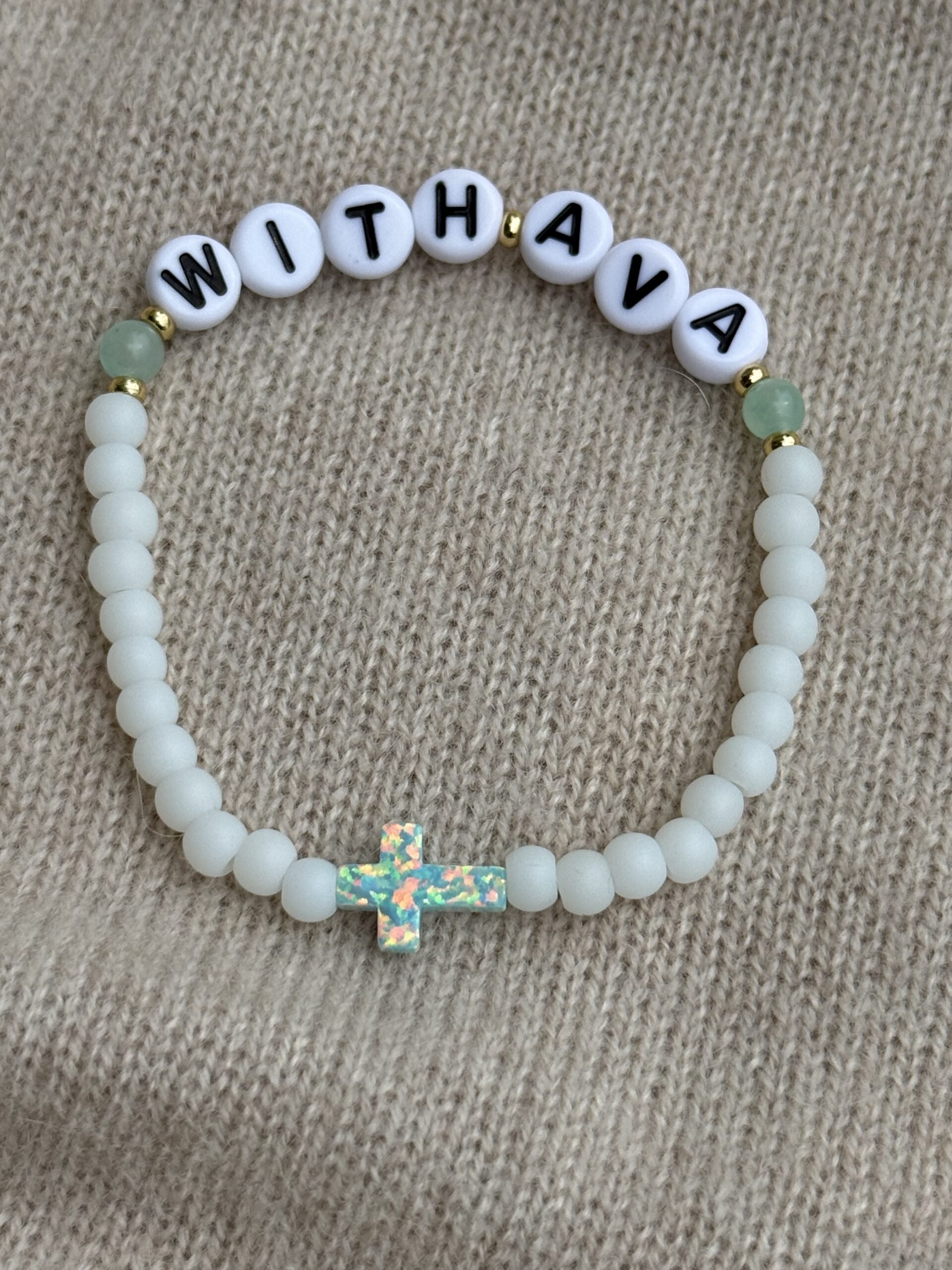 WITH AVA Opal Cross Bracelet